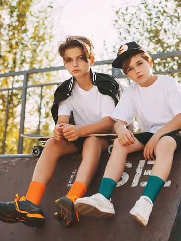 Yaomiao 20 Pairs Boys Solid Dress Socks Colorful Crew Socks Long Socks for Boy Casual Lightweight Cotton Athletic Socks Breathable Socks for Boys Girls in Saudi Arabia