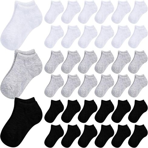Handepo 50 Pairs Toddler Ankle Socks Low Cut Kids Crew Half Cushion Low Rise Sock Bulk for Babies Boys Girls in Kuwait