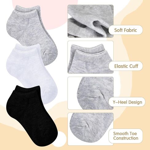 Handepo 50 Pairs Toddler Ankle Socks Low Cut Kids Crew Half Cushion Low Rise Sock Bulk for Babies Boys Girls in Kuwait