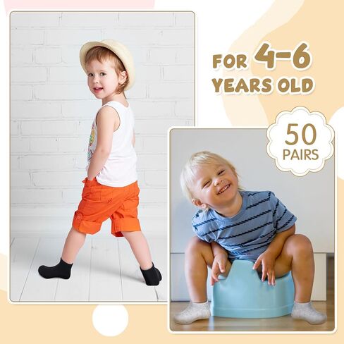 Handepo 50 Pairs Toddler Ankle Socks Low Cut Kids Crew Half Cushion Low Rise Sock Bulk for Babies Boys Girls in Kuwait