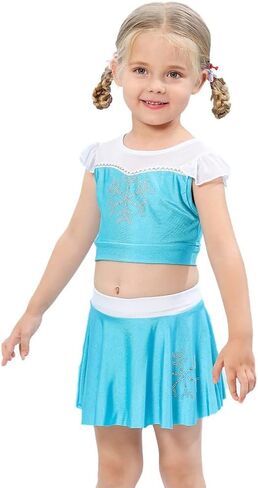 HIHCBF الأميرة قطعتين Tankini ملابس السباحة للفتيات لباس سباحة الكشكشة ملابس السباحة تصفح الشاطئ الصيف السباحة مجموعة البكيني in Kuwait