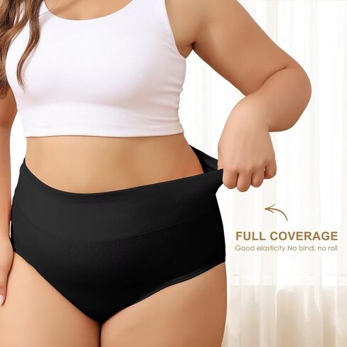ملابس داخلية من Falechay مكونة من 6 قطع مقاس كبير للسيدات عالية الخصر للتحكم في البطن من القطن قابلة للتنفس سراويل داخلية نسائية in Kuwait