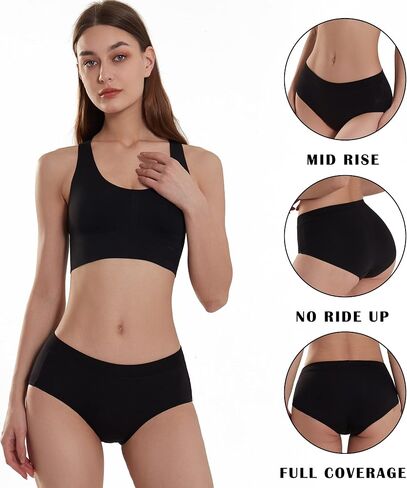 SERISIMPLE Bamboo Women Luxury Underwear Silky Comfy Ultra Soft Briefs Breathable Stretch High&Mid Waist Panties 4 pack in Kuwait
