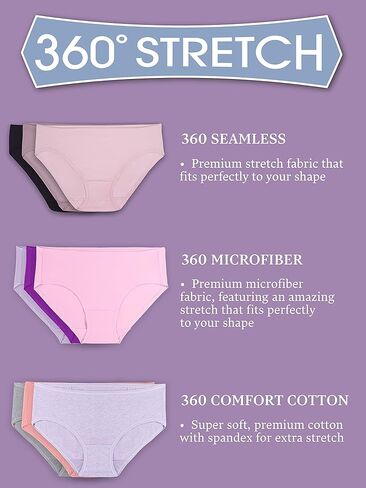 Fruit of The Loom Women's No Show Seamless Underwear, Amazing Stretch & No Panty Lines, Available in Plus Size, Nylon-Low Rise Brief-6 Pack-Colors May Vary, 8 in Saudi Arabia