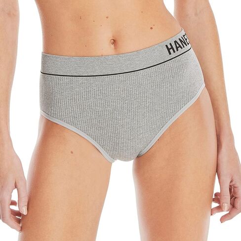 Hanes Women's Originals Seamless Stretchy Ribbed Hi-Leg Bikini Panties Pack, Assorted, 6-Pack in Saudi Arabia