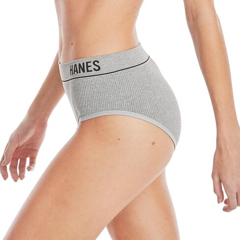 Hanes Women's Originals Seamless Stretchy Ribbed Hi-Leg Bikini Panties Pack, Assorted, 6-Pack in Saudi Arabia