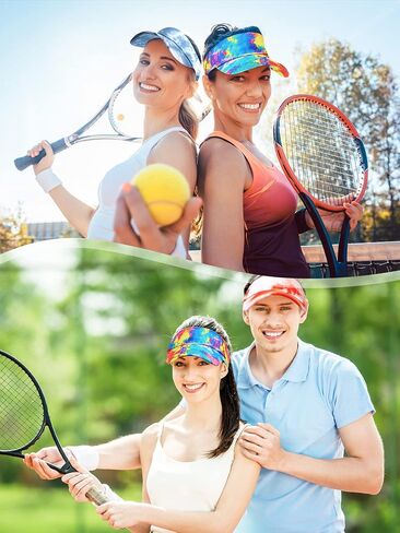 6 Pcs Tie Dye Colorful Sun Men Visor Hats for Women Men Beach Golf Running Tennis Empty Top Ball Caps Cotton Women's Visor Hats for Outdoor Sports Accessory in Saudi Arabia