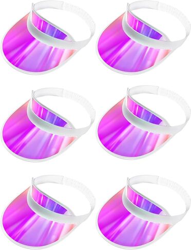 6 Packs Clear Sun Visor Hats Plastic Party Hat UV Protection Golf Cap Unisex PVC Transparent Visor Cap for Women Men in Saudi Arabia
