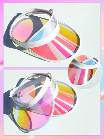 6 Packs Clear Sun Visor Hats Plastic Party Hat UV Protection Golf Cap Unisex PVC Transparent Visor Cap for Women Men in Saudi Arabia