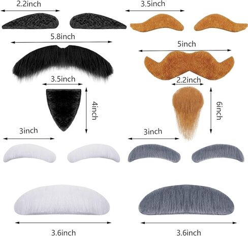 4 Sets Old Man Moustache and Eyebrows Kits, Moustache and Eyebrows Stick on Fake Eyebrows and Moustache Kit for Old Man Dress Up, Grandpa Costume Accessories (Black, Brown) in Kuwait