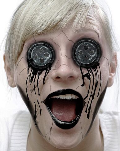 Fxe Faux Studio Black Button-Eyes injury 2-PC Zombie Halloween Latex Prosthetic Appliance. in Kuwait