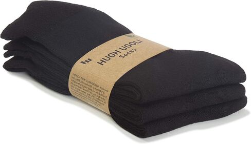 Hugh Ugoli Women's Bamboo Soft Crew Socks for Dress & Trouser, Thin, Seamless Toe & Non-Binding, 3 Pairs, Shoe Size 5-8/9-11 in Saudi Arabia
