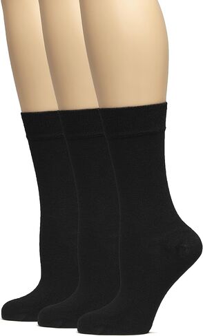 Hugh Ugoli Women's Bamboo Soft Crew Socks for Dress & Trouser, Thin, Seamless Toe & Non-Binding, 3 Pairs, Shoe Size 5-8/9-11 in Saudi Arabia