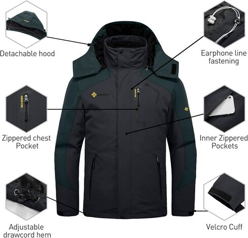 GEMYSE Men's Waterproof 3-in-1 Ski Snow Jacket Puffer Liner Insulated Winter Coat in Kuwait