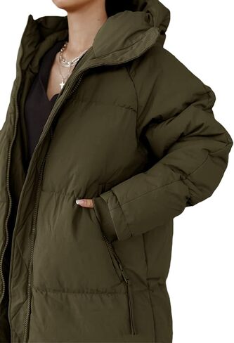 Tankaneo Womens Hooded Long Quilted Coat Maxi Length Long Sleeve Puffer Jacket Warm Padded Coat Thick Winter Outerwear in Kuwait