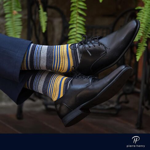 Pierre Henry Over the Calf Socks for Men (9 pairs) | Cotton Over the Calf Dress Socks | Long Socks Stays up in Saudi Arabia