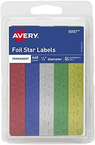 ملصقات Avery المتنوعة من الرقائق المعدنية 6007، قطر 1/2 بوصة، 440 ملصقًا (6007) in Kuwait
