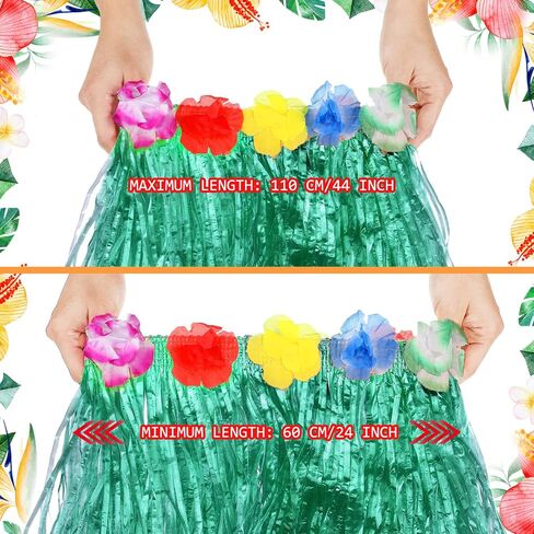 2 Sets 60 cm Hawaiian Hula Grass Skirt with Pineapple Sunglasses Flower Accessories, Straw in Kuwait