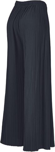 Lock and Love Womens Pleated Wide Leg Palazzo Maxi Pants with Drawstring or Elastic Band in Saudi Arabia