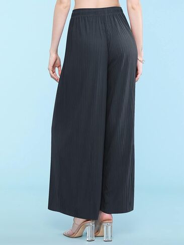 Lock and Love Womens Pleated Wide Leg Palazzo Maxi Pants with Drawstring or Elastic Band in Saudi Arabia