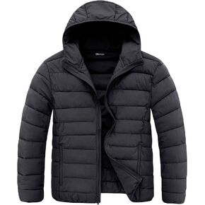 Wantdo Men's Big and Tall Lightweight Puffer Jacket Quilted Warm Winter Coat Windproof Winter Jackets with Hood