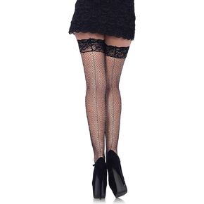 Leg Avenue Women's Stay-up Fishnet Stockings with Backseam