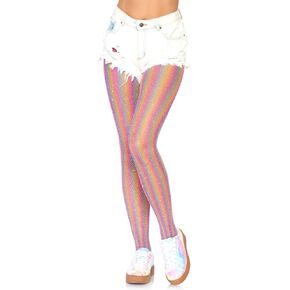 Leg Avenue Women's Americana Rainbow Striped Fishnet Tights