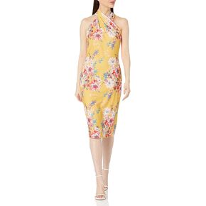 London Times Women's Pleated Neck Halter Sheath Dress Guest of Event Occasion