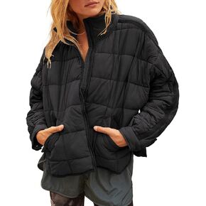 Gacaky Women's Baggy Lightweight Zip Puffer Jacket Warm Winter Down Coat with Pockets