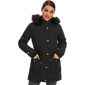 ROYAL MATRIX Women's Parka Coat Winter Warm Parka Jacket Fleece Lined Parka Coat Long Winter Coat with Hood