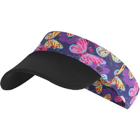 Girls Sports Stretchy Visor Foldable Athletic Sun Visor, Priting Headband with Visor Kids Summer Cooling Cap for Tennis, Golf in Saudi Arabia