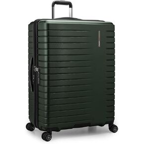 Traveler's Choice Archer Polycarbonate Hardside Spinner Luggage Set, Tie Down Straps, Black, 2-Piece