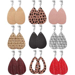 مجموعة من 9 أزواج من الأقراط الأنيقة للنساء - أقراط متدلية على شكل قطرة دموع للنساء in Kuwait