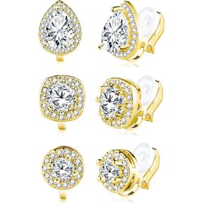 Gold Clip On Earrings 3 Pairs Clip On Stud Earrings Set Small Clip On Earrings Non Pierced 14K Gold Plated Simulated Earrings Dainty Earrings for Women in Saudi Arabia
