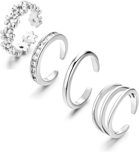 خاتم اصبع القدم 4pcs 14K الذهب شغل خواتم اصبع القدم للنساء قابل للتعديل الذهب اصبع القدم الدائري مجموعة زهرة تشيكوسلوفاكيا الفرقة الذيل الدائري الصيف الشاطئ المفتوحة تو خواتم هاواي مجوهرات القدم in Kuwait