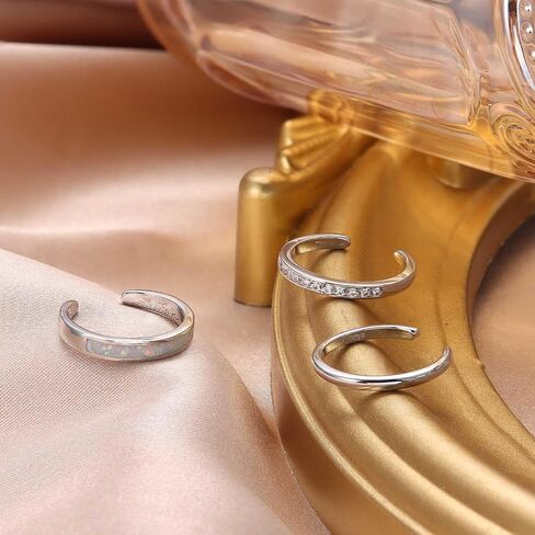 jstyle 3pcs 14k الذهب شغل خواتم اصبع القدم للنساء قابل للتعديل الفضة الذهب اصبع القدم مجموعة لطيف أوبال تشيكوسلوفاكيا ديزي زهرة اصبع القدم خواتم مفتوحة الفرقة هاواي شاطئ الصيف مجوهرات القدم للنساء in Saudi Arabia