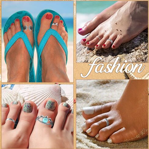 DOLOTTA 57 قطعة خواتم أصابع قابلة للتعديل للنساء خمر ريترو مفصل خاتم بوهيمي مفتوح الإصبع خواتم مجموعة السهم عقدة زهرة موجة خواتم الصيف شاطئ القدم مجموعة مجوهرات, معدن, زركونيا مكعب in Kuwait