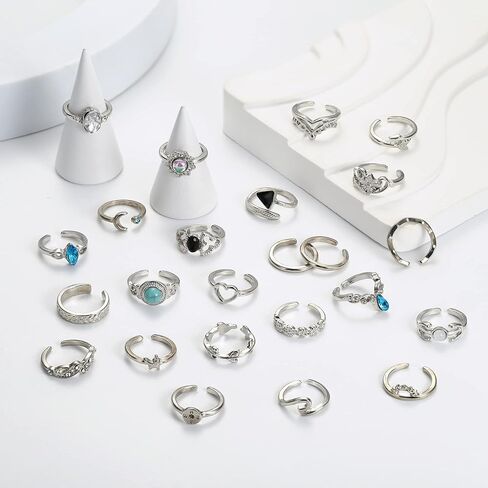 Subiceto 48Pcs Open Toe Rings Set for Women Teens Adjustable Vintage Retro Toe Rings Bohemian Finger Tail Ring Summer Beach Foot Jewelry Gold Sliver Tone in Saudi Arabia