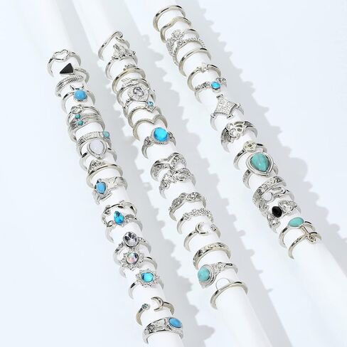 Subiceto 48Pcs Open Toe Rings Set for Women Teens Adjustable Vintage Retro Toe Rings Bohemian Finger Tail Ring Summer Beach Foot Jewelry Gold Sliver Tone in Saudi Arabia