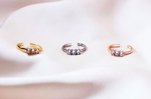 الأطواق والحلقات 925 الفضة الاسترليني مكعب زركونيا خاتم اصبع القدم ثلاثة حجر للنساء والفتيات في سن المراهقة in Kuwait