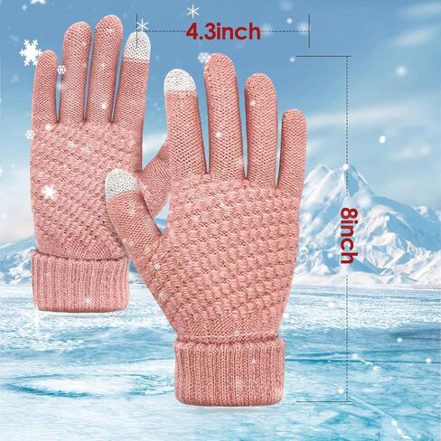 3 عبوات من قفازات الشتاء للنساء، قفازات شتوية تعمل باللمس، قفازات شتوية دافئة للنساء مع أساور معصم سميكة in Kuwait