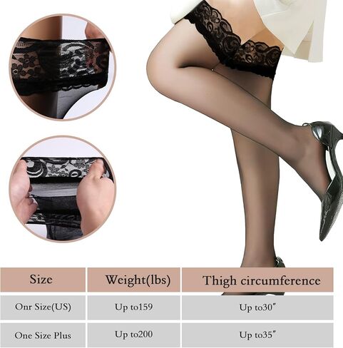Ray-JrMALL 3 أزواج من الجوارب النسائية الشفافة ذات الفخذ العليا، جوارب طويلة مضادة للانزلاق من السيليكون، جوارب رفيعة من الدانتيل بأعلى الفخذين in Kuwait