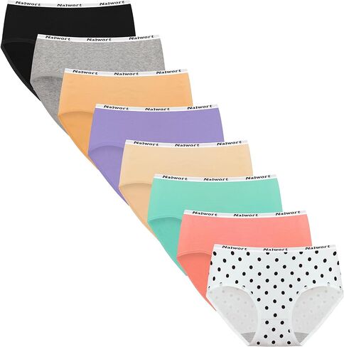 Nalwort Girls Panties Big Kids Cotton Underwear for Teens Briefs Pack of 8 in Saudi Arabia