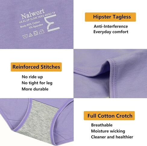 Nalwort Girls Panties Big Kids Cotton Underwear for Teens Briefs Pack of 8 in Saudi Arabia