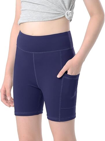 MERIABNY Girls Bike Shorts Athletic Shorts with Pockets for Dance Running Tumbling Aged 6-13 in Kuwait