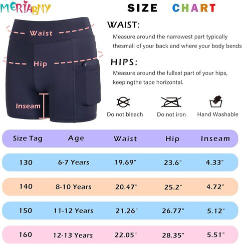 MERIABNY Girls Bike Shorts Athletic Shorts with Pockets for Dance Running Tumbling Aged 6-13 in Kuwait