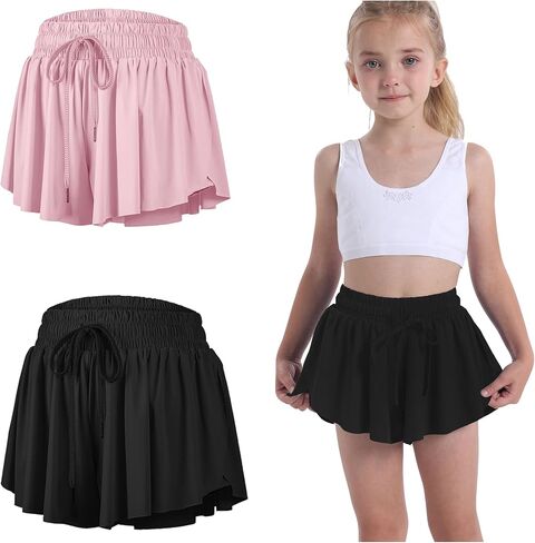 3 Pack Butterfly Flowy Shorts Skirts for Girls Tennis Cheer Stuff Athletic Preppy Running Sports Skirt for Teen Girls in Kuwait