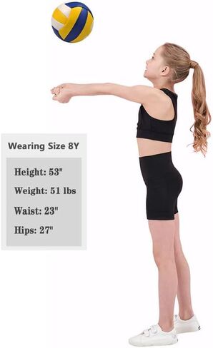 EXARUS Girls Volleyball Shorts Biker Compression Gymnastics Short with Pockets Youth Dance Yoga in Saudi Arabia