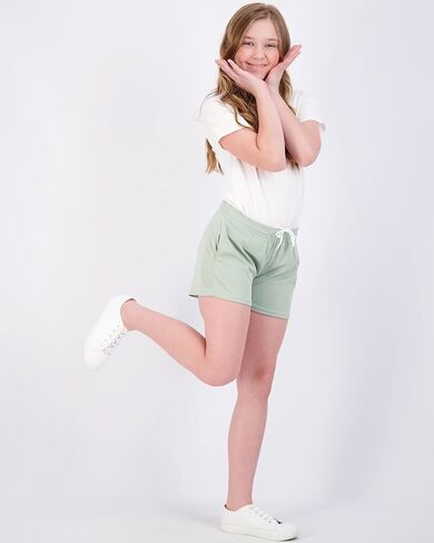Real Essentials 4-Pack: Girl's Mesh Active Athletic Performance Sport Shorts for Girls with Pockets in Kuwait