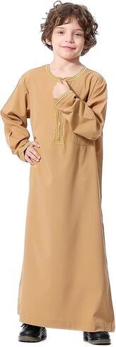 ثوب عربي من ODIZLI ثوب إسلامي بأكمام طويلة وياقة قفطان مع سحاب للأولاد in Kuwait